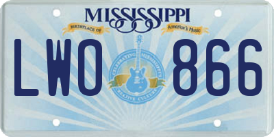 MS license plate LWO866