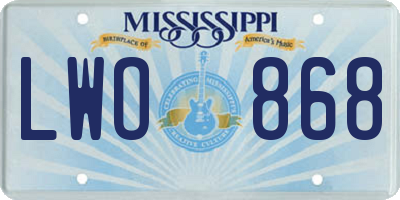 MS license plate LWO868
