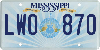 MS license plate LWO870
