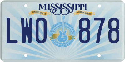 MS license plate LWO878