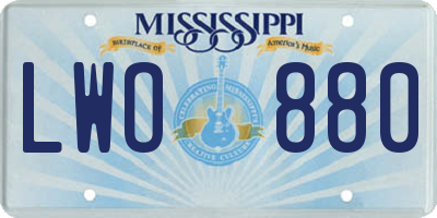 MS license plate LWO880