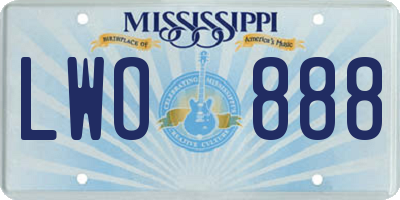 MS license plate LWO888