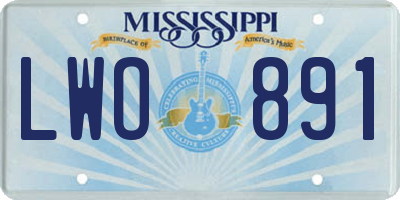 MS license plate LWO891