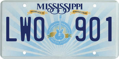 MS license plate LWO901