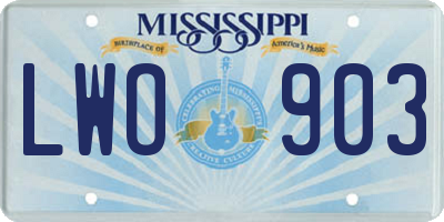 MS license plate LWO903