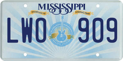 MS license plate LWO909