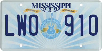 MS license plate LWO910
