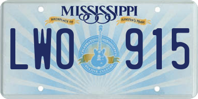 MS license plate LWO915
