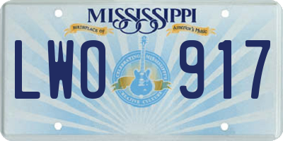 MS license plate LWO917