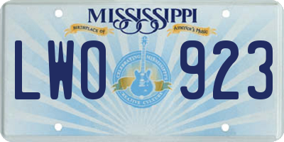 MS license plate LWO923