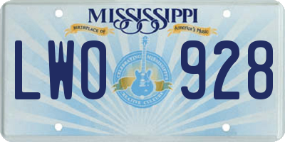 MS license plate LWO928