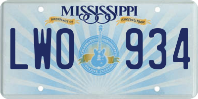 MS license plate LWO934