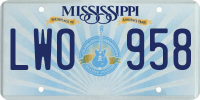 MS license plate LWO958