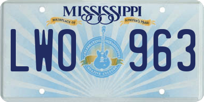 MS license plate LWO963