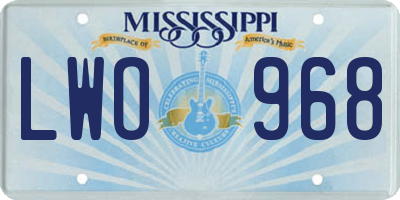 MS license plate LWO968