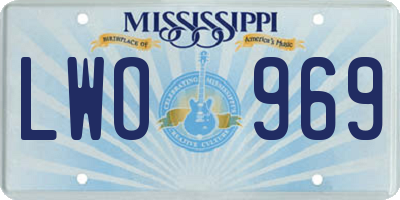 MS license plate LWO969