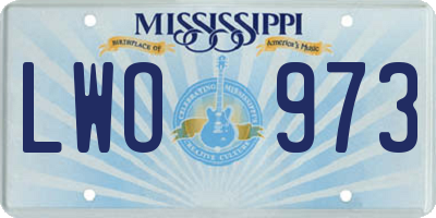 MS license plate LWO973
