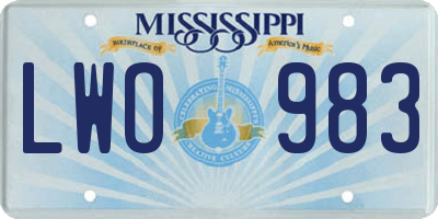 MS license plate LWO983