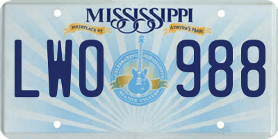 MS license plate LWO988
