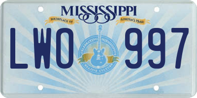 MS license plate LWO997