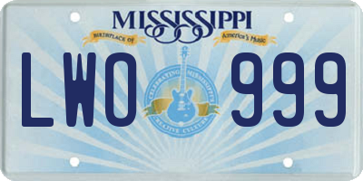 MS license plate LWO999