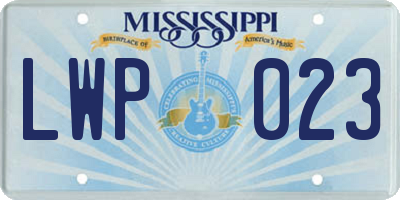MS license plate LWP023