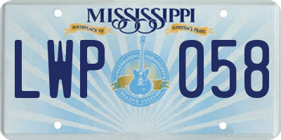 MS license plate LWP058