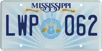 MS license plate LWP062