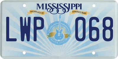 MS license plate LWP068