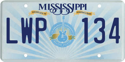 MS license plate LWP134