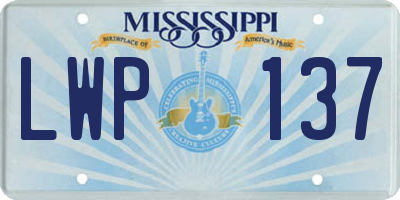 MS license plate LWP137