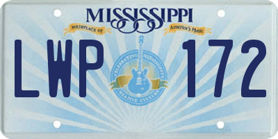 MS license plate LWP172