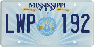 MS license plate LWP192