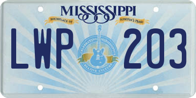 MS license plate LWP203