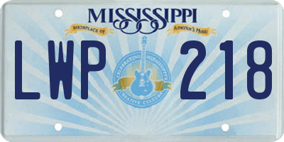 MS license plate LWP218