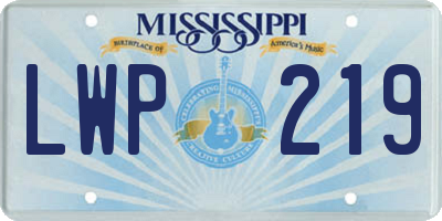 MS license plate LWP219