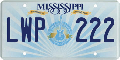 MS license plate LWP222