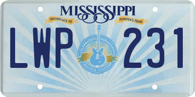 MS license plate LWP231
