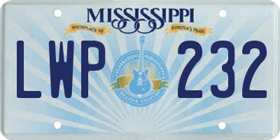 MS license plate LWP232