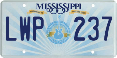 MS license plate LWP237