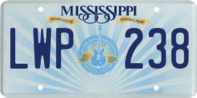 MS license plate LWP238
