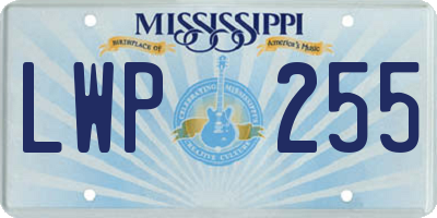 MS license plate LWP255