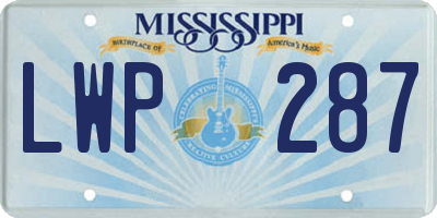 MS license plate LWP287