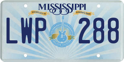 MS license plate LWP288