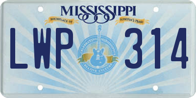 MS license plate LWP314