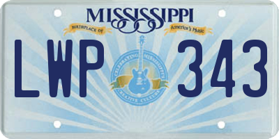 MS license plate LWP343