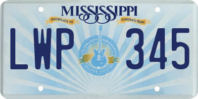 MS license plate LWP345