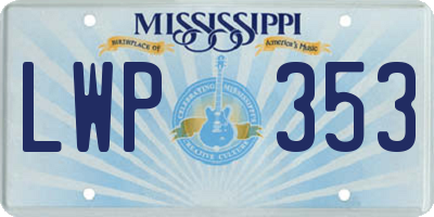 MS license plate LWP353