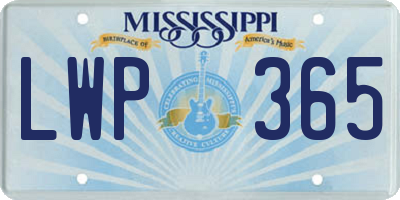 MS license plate LWP365