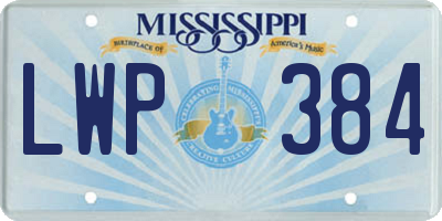 MS license plate LWP384